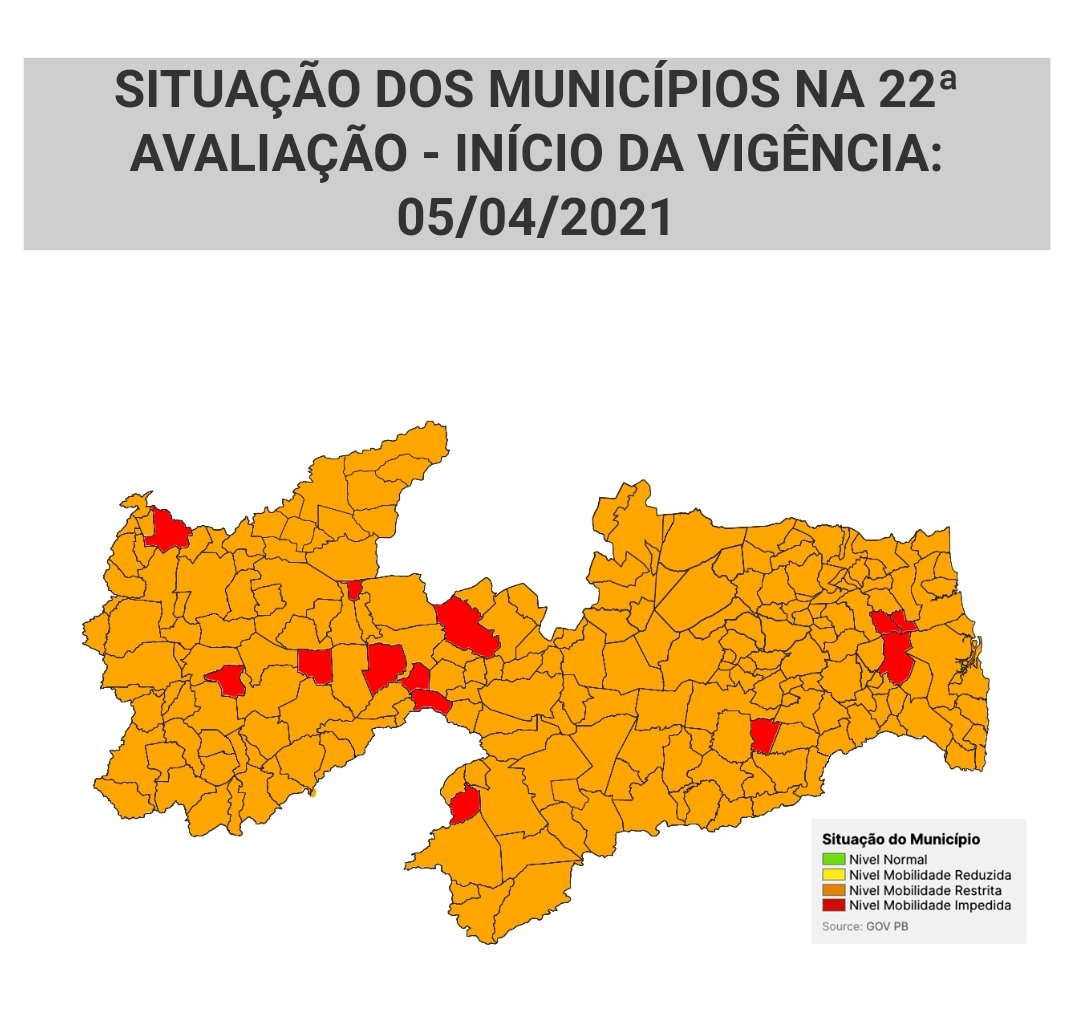 Paraíba terá flexibilização mesmo com todos os municípios em bandeira laranja e vermelha