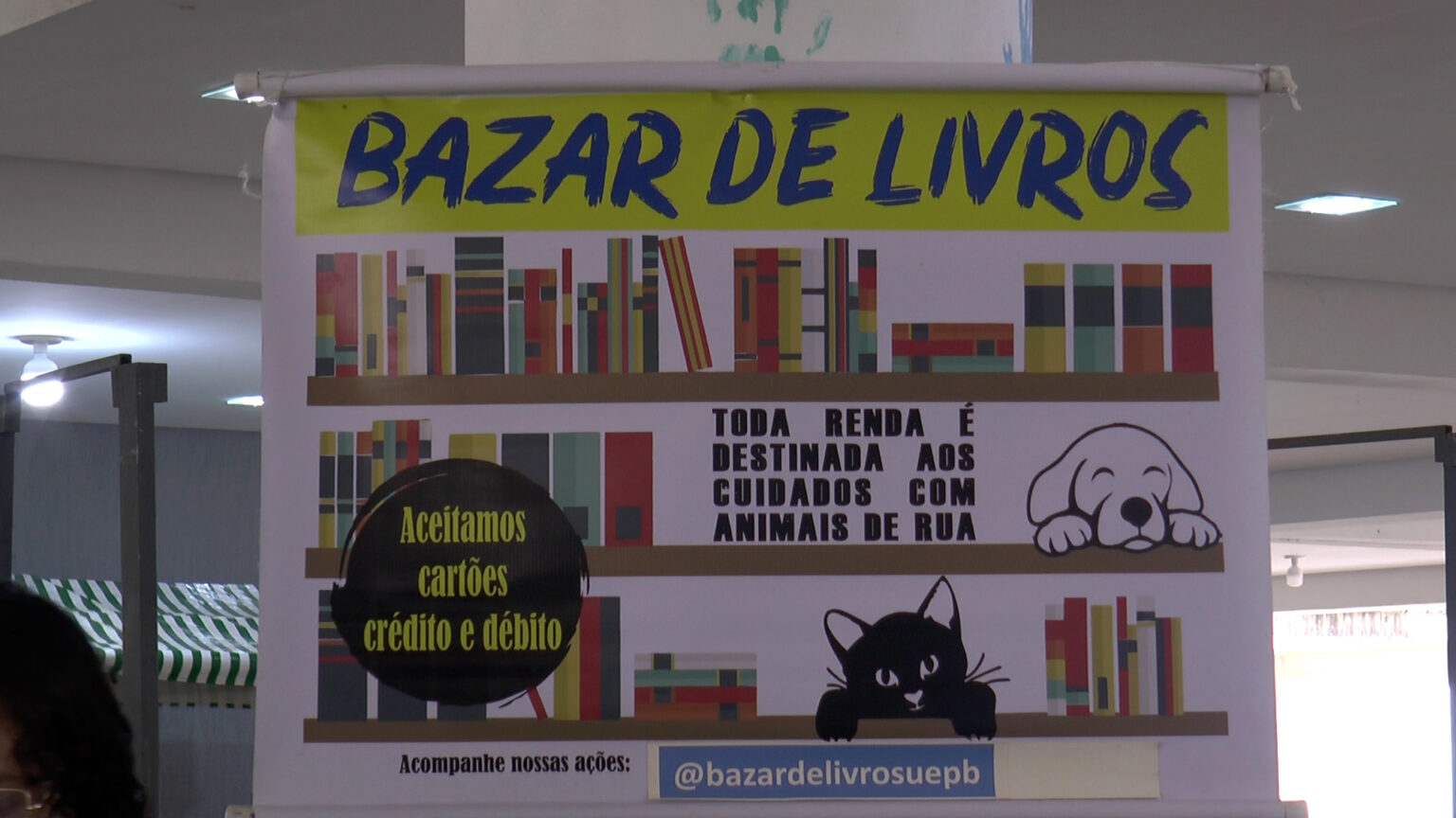 Bazar vende livros usados para ajudar animais em situação de rua, em Campina Grande