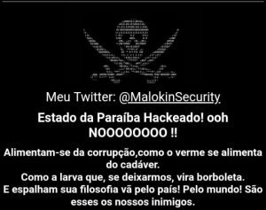 Site oficial do governo da Paraíba é invadido por hacker
