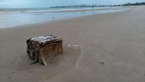 ‘Caixa misteriosa’ é encontrada na praia de Intermares, em Cabedelo