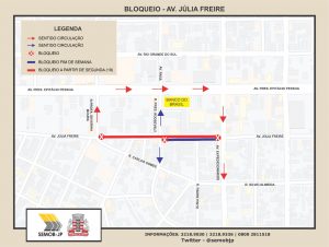 Trechos da Avenida Júlia Freire serão interditados a partir deste sábado para obras da Cagepa