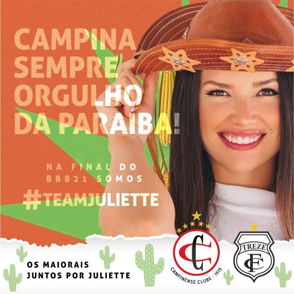 Juliette exalta grandeza de Campinense e Treze e elogia torcida do Botafogo-PB
