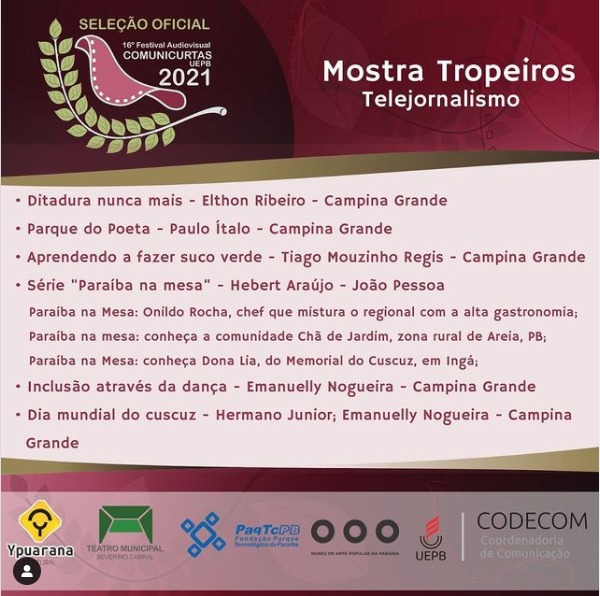 Série da TV Cabo Branco é indicada ao Festival Comunicurtas
