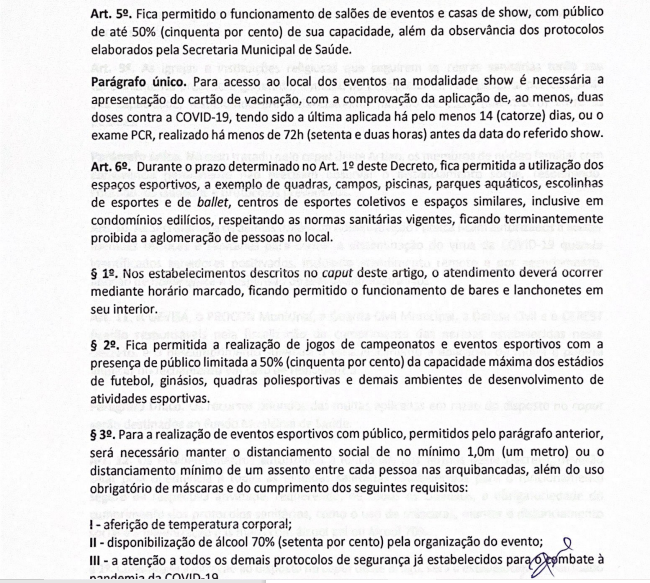 Prefeitura de Campina Grande publica novo decreto com regras para shows, restaurantes e jogos de futebol