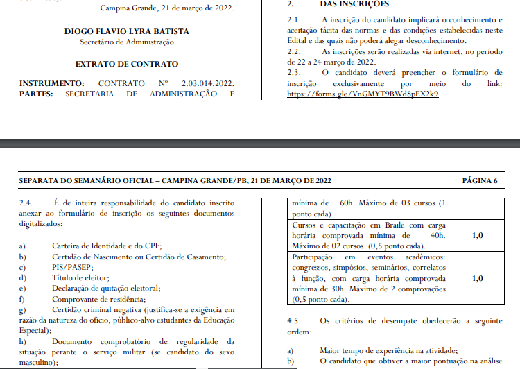 Prefeitura de Campina Grande publica edital para contratar cuidadores escolares; veja regras e vagas