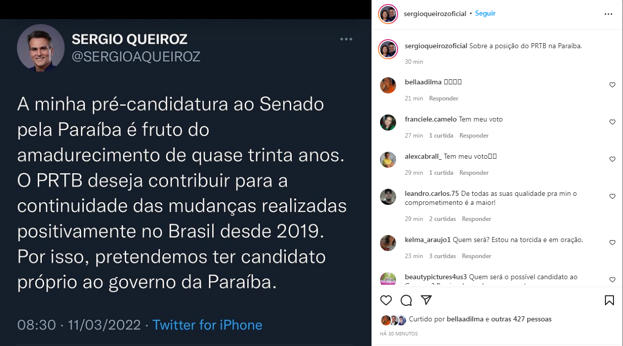 Sérgio Queiroz diz que PRTB terá candidatura própria ao governo da Paraíba