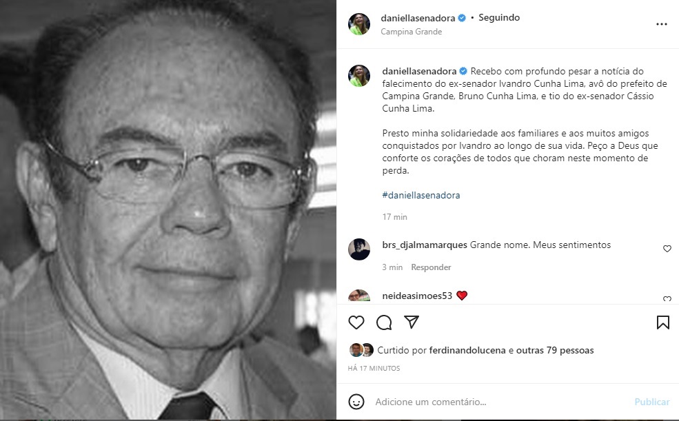 Políticos lamentam morte do ex-senador Ivandro Cunha Lima; governador decreta luto