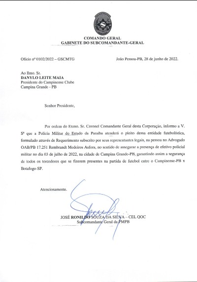 Polícia Militar da Paraíba garante efetivo, e Campinense x Botafogo-SP pela Série C deve ter data mantida