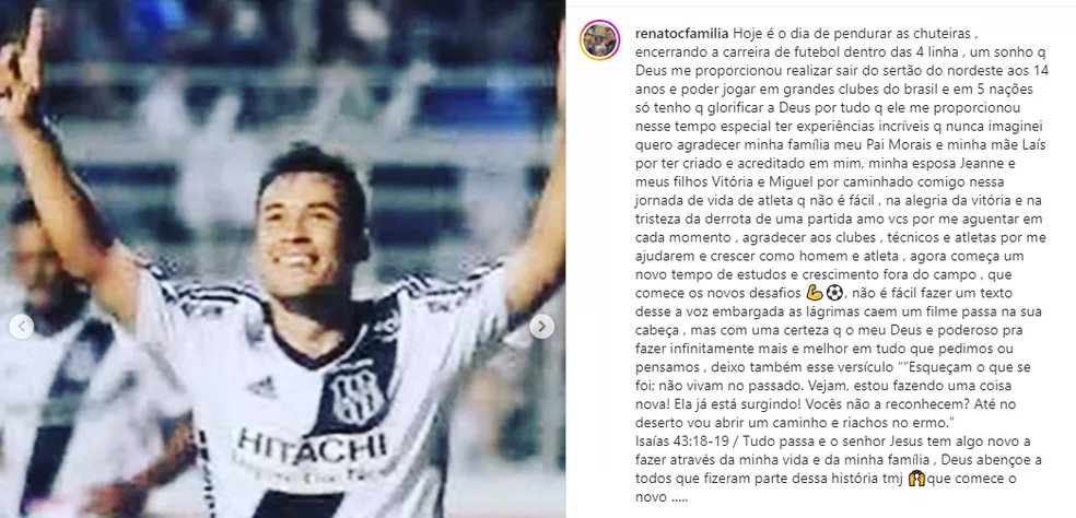 Renato Cajá anuncia aposentadoria dos gramados após 533 jogos e 96 gols