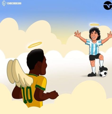 Pelé chega ao céu: “Diego, Messi ganhou a Copa, Diego”…