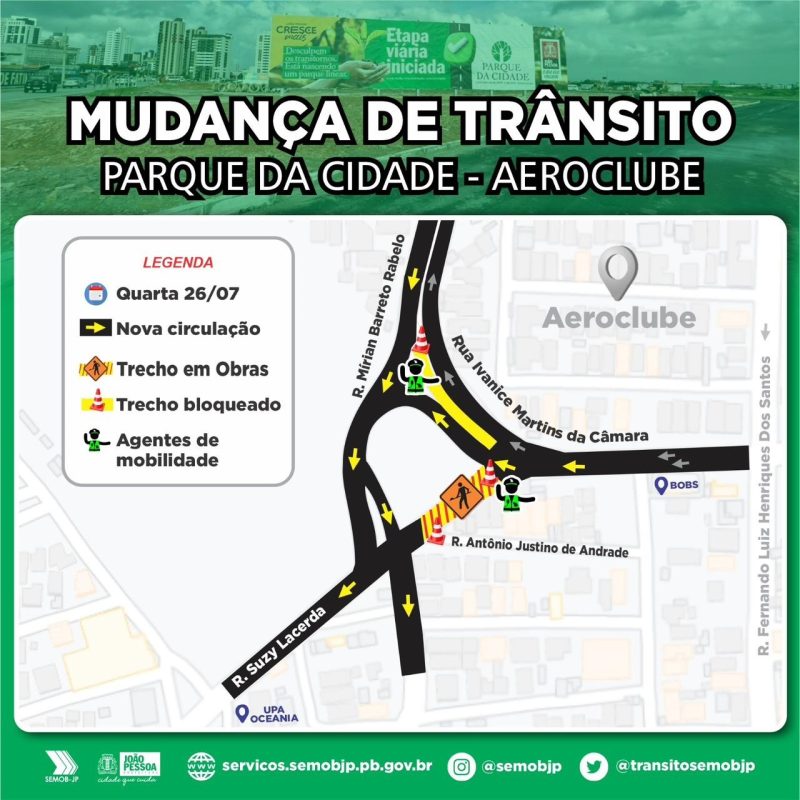 João Pessoa vai ter mudança de trânsito nas proximidades de obras do Parque da Cidade