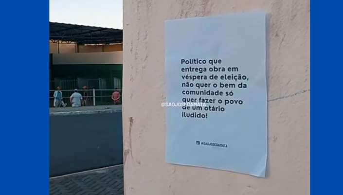 Moradores de São José da Mata deixam recado inusitado para políticos de Campina Grande