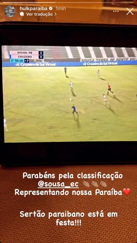 Hulk parabeniza Sousa pela classificação na Copa do Brasil 2024 para cima do Cruzeiro