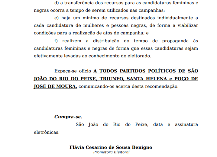 Ministério Público quer detalhamento no uso do 'fundão eleitoral' em quatro cidades da Paraíba