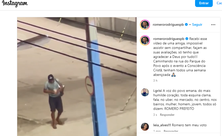 Romero publica vídeo de morador de Campina pedindo 'Volta Romero' e viraliza nas redes sociais