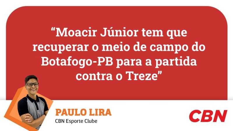 Botafogo-PB: Paulo Lira analisa que Moacir Júnior tem que recuperar o meio de campo da equipe